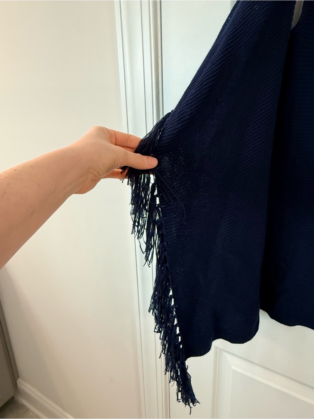 Lilly Pulitzer Navy Blue Fringe Open Front Knit Vest XS - Picture 6 of 6
